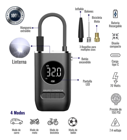 Inflador Digital Portátil Binkora™ – Rápido, Potente y Seguro